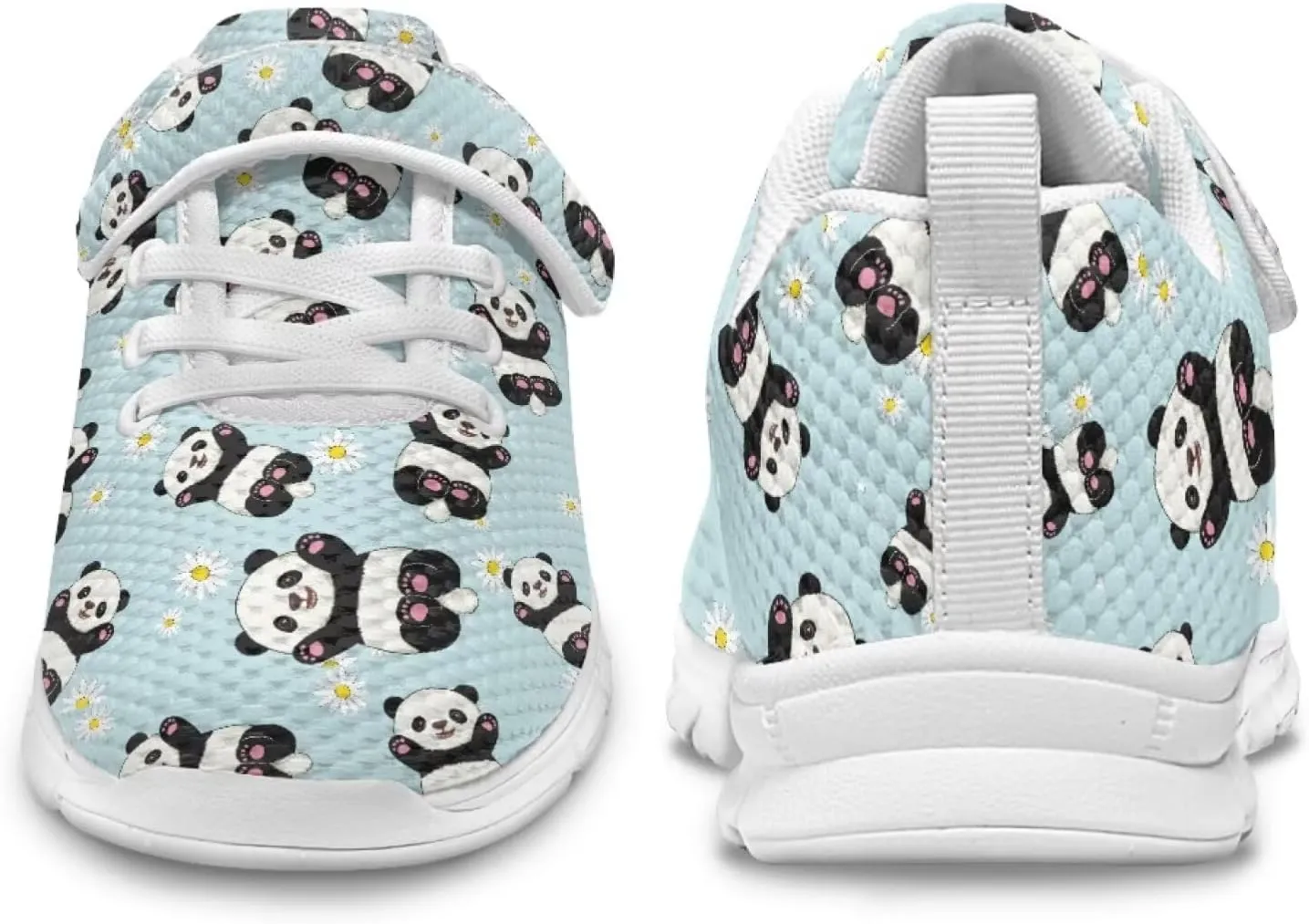 Cartoon Panda Running Sneakers for Girls Boys Hiking Shoes Hook & Loop Athletic Fitness Sneaker