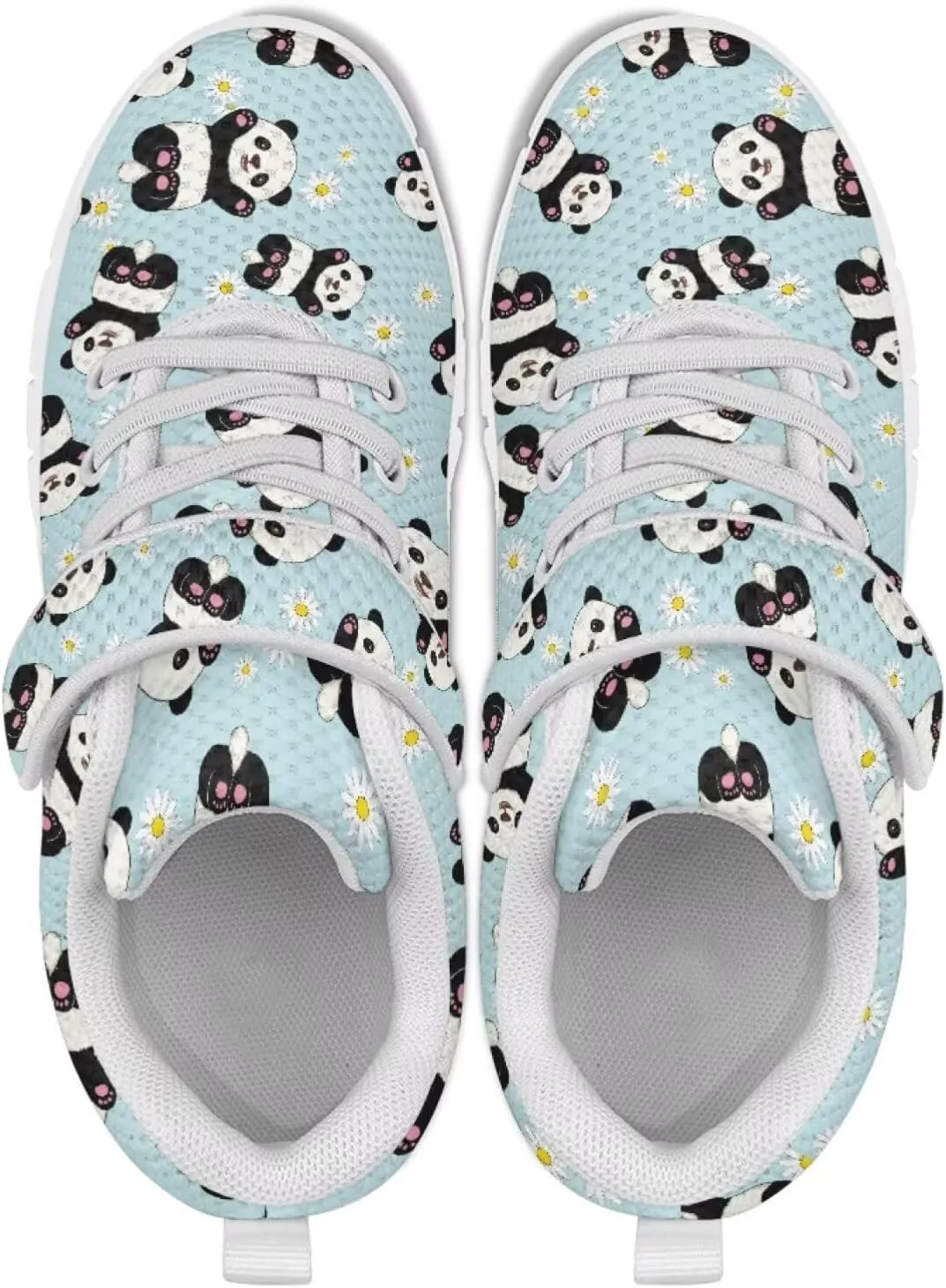 Cartoon Panda Running Sneakers for Girls Boys Hiking Shoes Hook & Loop Athletic Fitness Sneaker