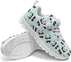 Cartoon Panda Running Sneakers for Girls Boys Hiking Shoes Hook & Loop Athletic Fitness Sneaker