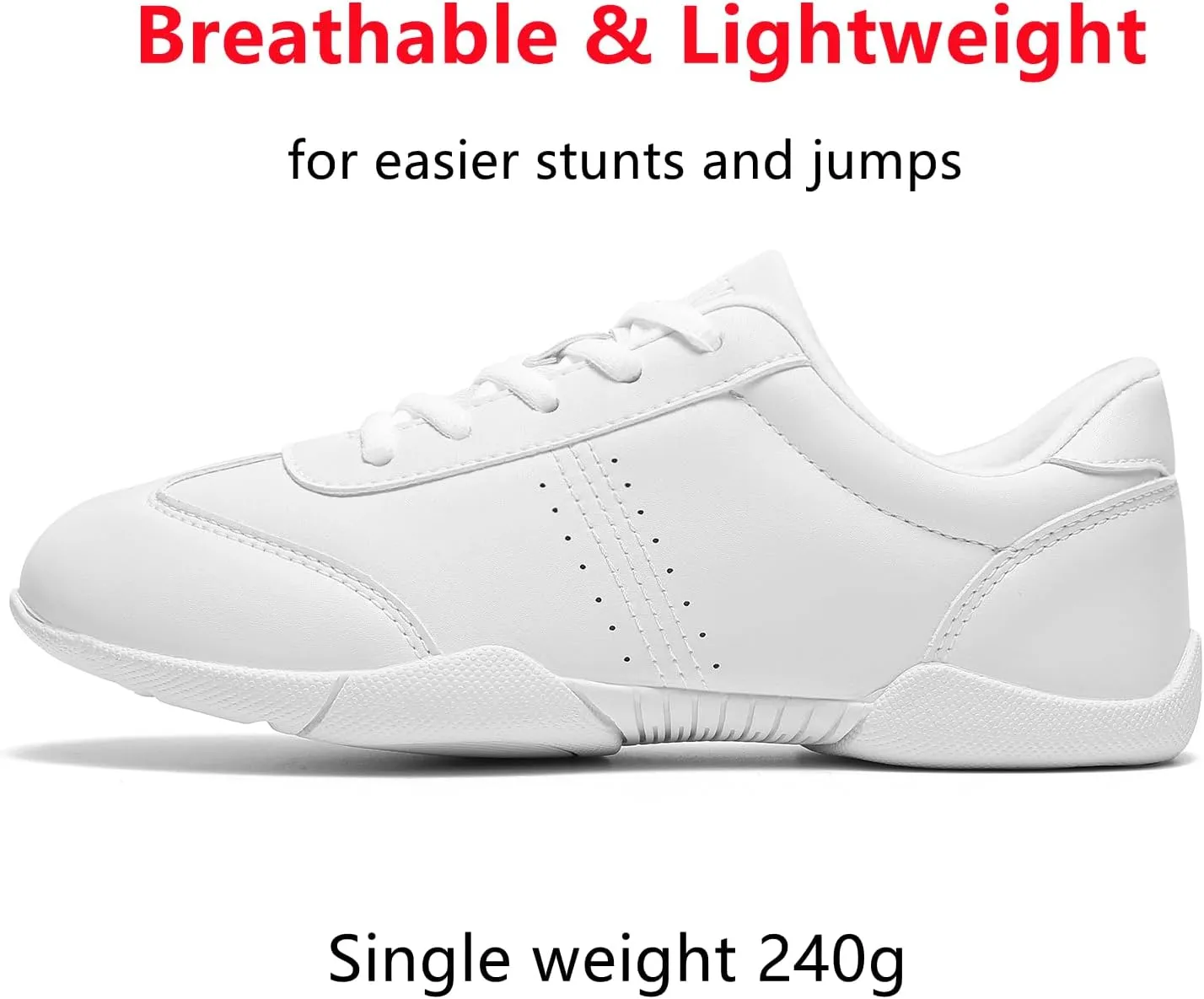 Cheer Shoes for Girls Womens White Cheer Shoes Youth Cheerleading Shoes Competition Sports Training Athletic Comfortable Flats Breathable Soft Kids Cheer Sneakers