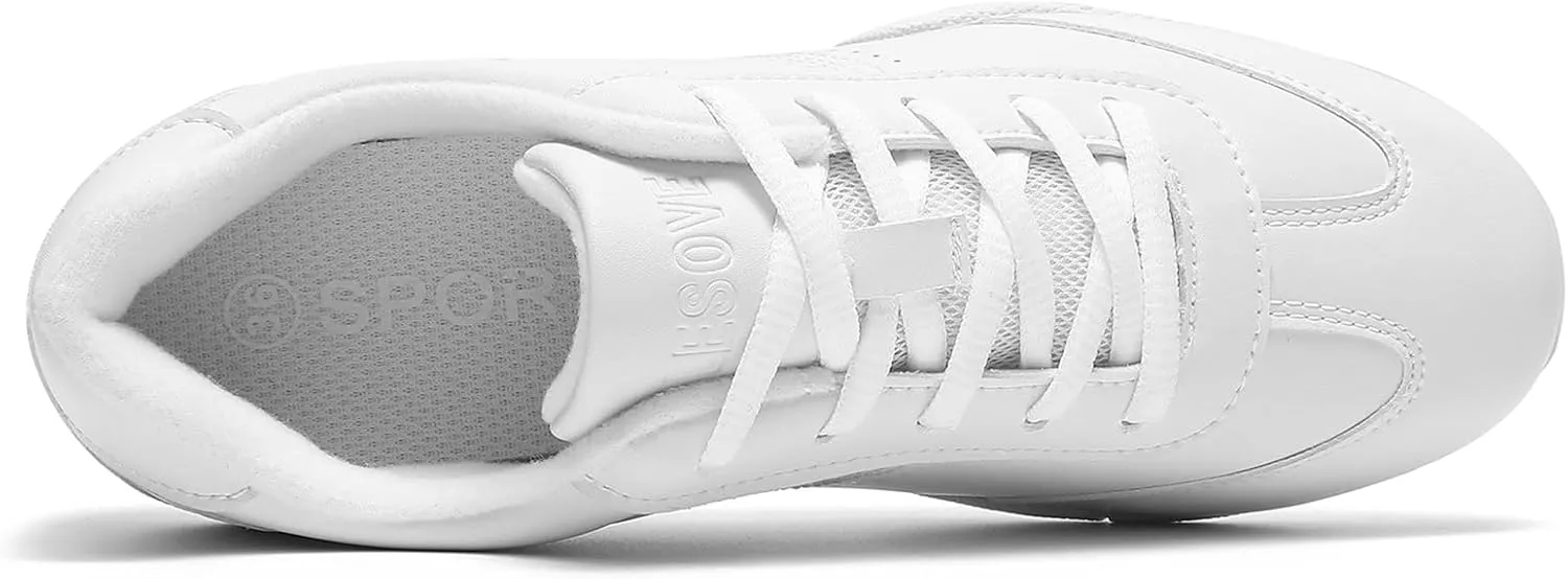Cheer Shoes for Girls Womens White Cheer Shoes Youth Cheerleading Shoes Competition Sports Training Athletic Comfortable Flats Breathable Soft Kids Cheer Sneakers