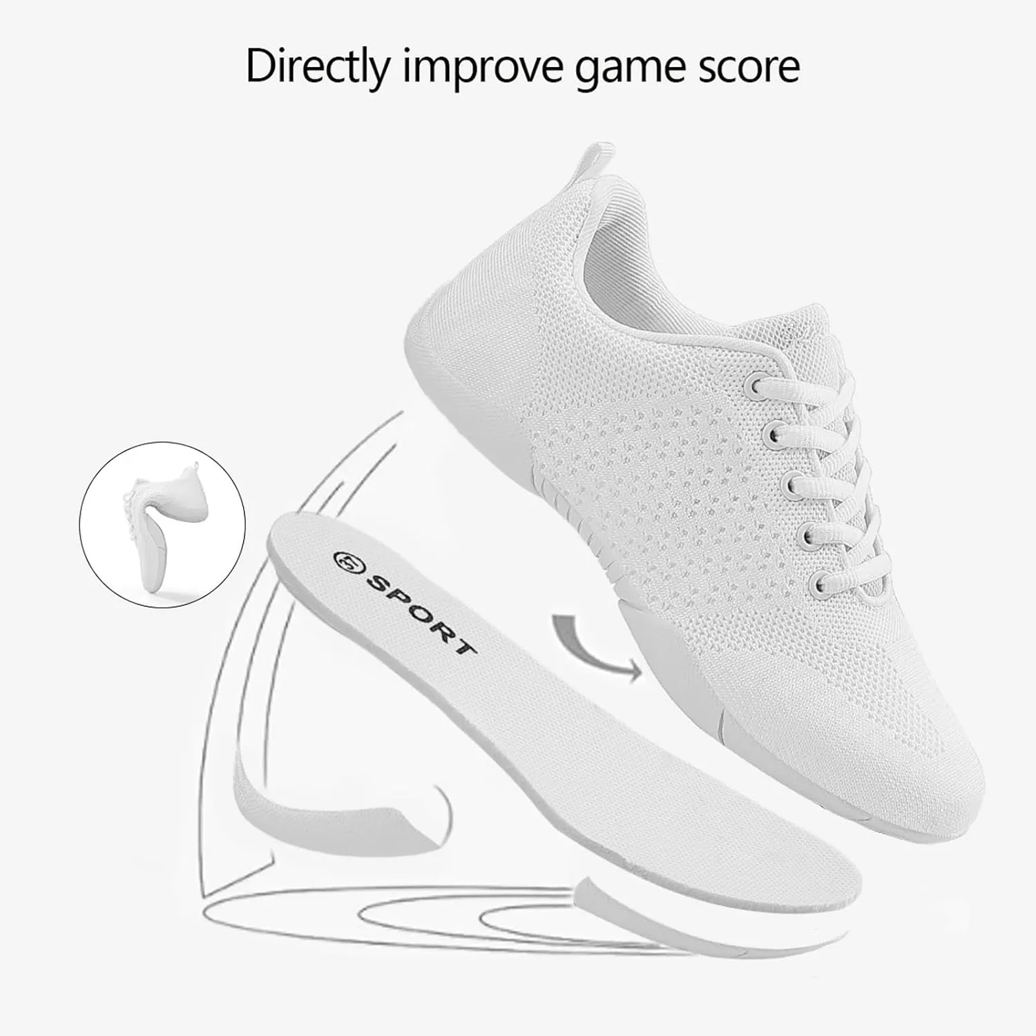 Cheerleading Shoes Girls Dance Cheer Sneakers Women Tumbling Exercise Aerobic Fitness Dance Training
