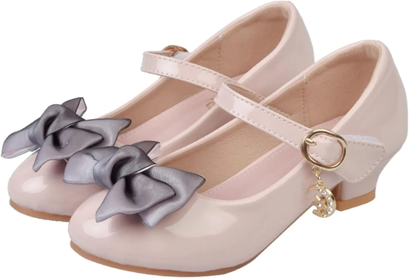 Children Single Shoes Fashion Leather Versatile Bow Single Shoes High Tops Glossy Reflective Youth Shoes