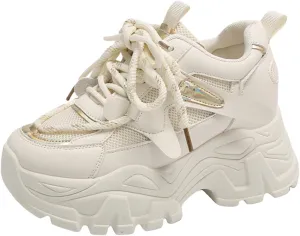 Chunky Sneakers for Women, Fashionable and Height - Increasing Platform Sneakers Dad Shoes for Women, Casual Lace - up Walking Shoes