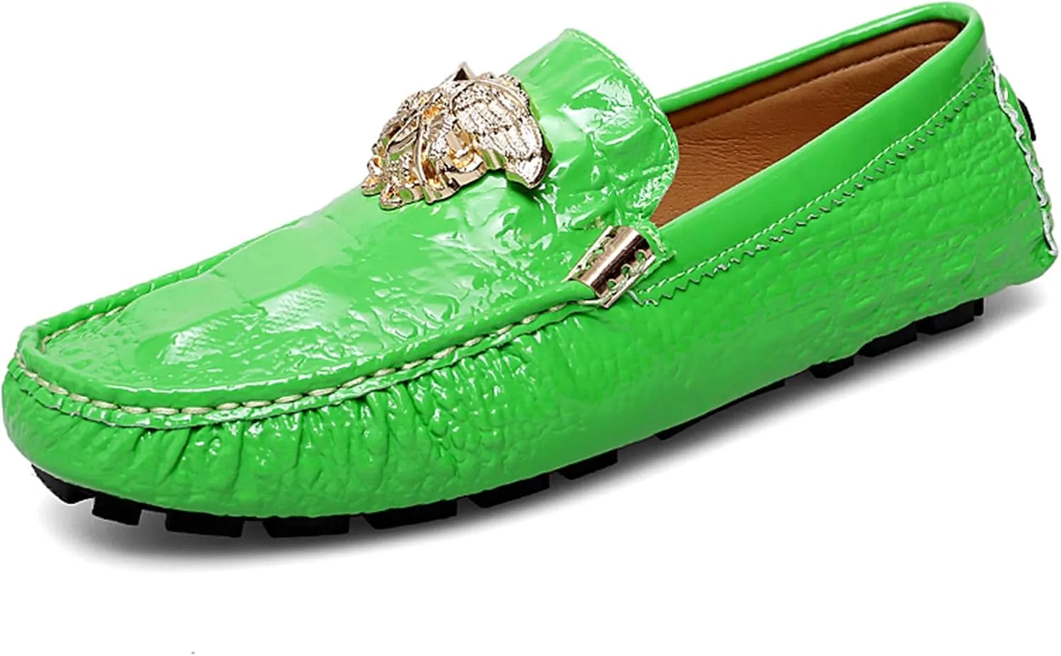 CHUUMEE Fashion Crocodile Pattern Men's Driving Penny Loafers Leather Moccasin Slip-On Casual Dress Boat Shoes
