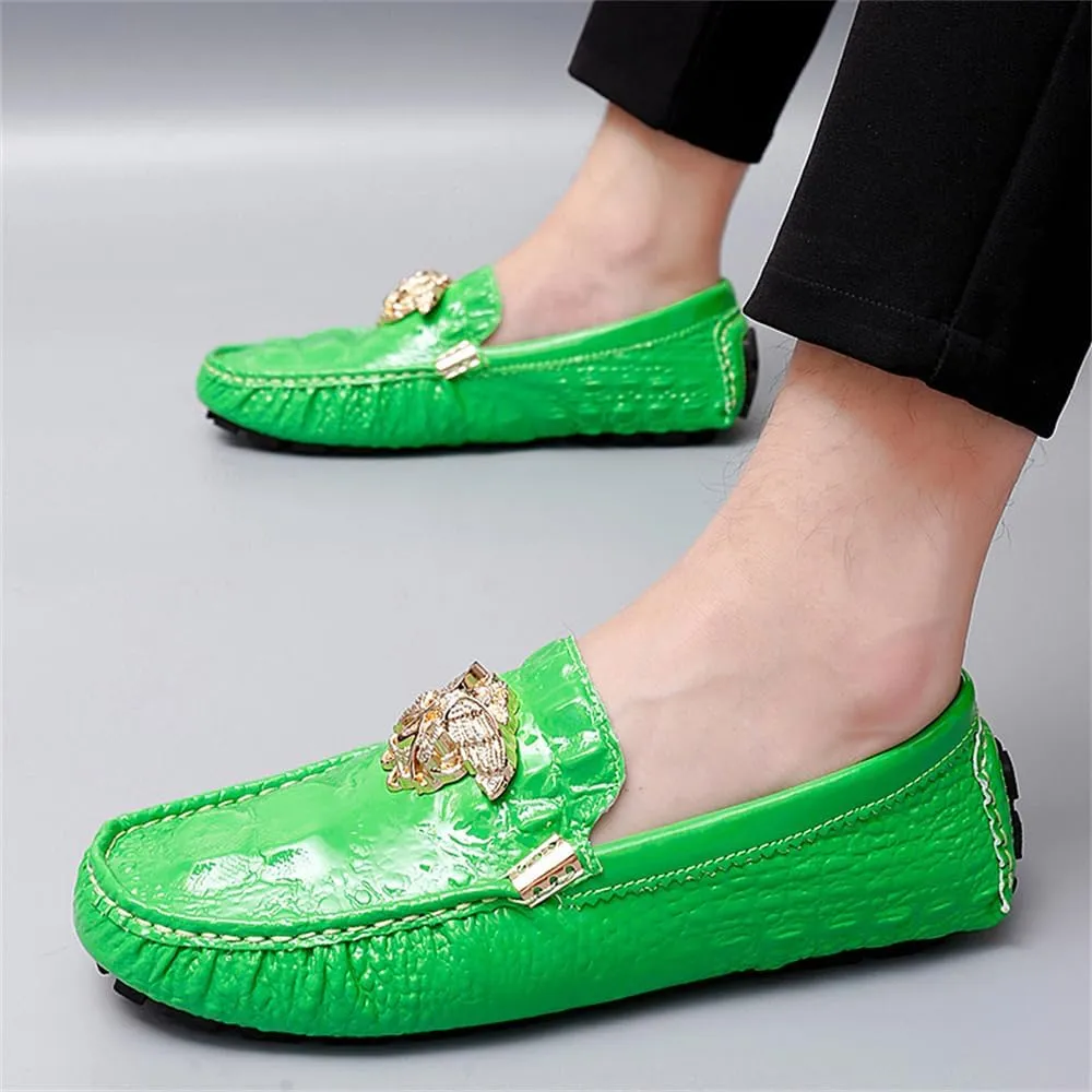 CHUUMEE Fashion Crocodile Pattern Men's Driving Penny Loafers Leather Moccasin Slip-On Casual Dress Boat Shoes