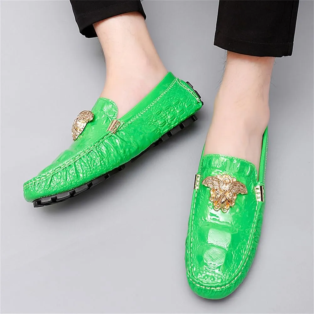 CHUUMEE Fashion Crocodile Pattern Men's Driving Penny Loafers Leather Moccasin Slip-On Casual Dress Boat Shoes