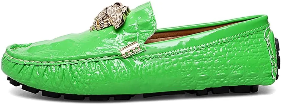 CHUUMEE Fashion Crocodile Pattern Men's Driving Penny Loafers Leather Moccasin Slip-On Casual Dress Boat Shoes