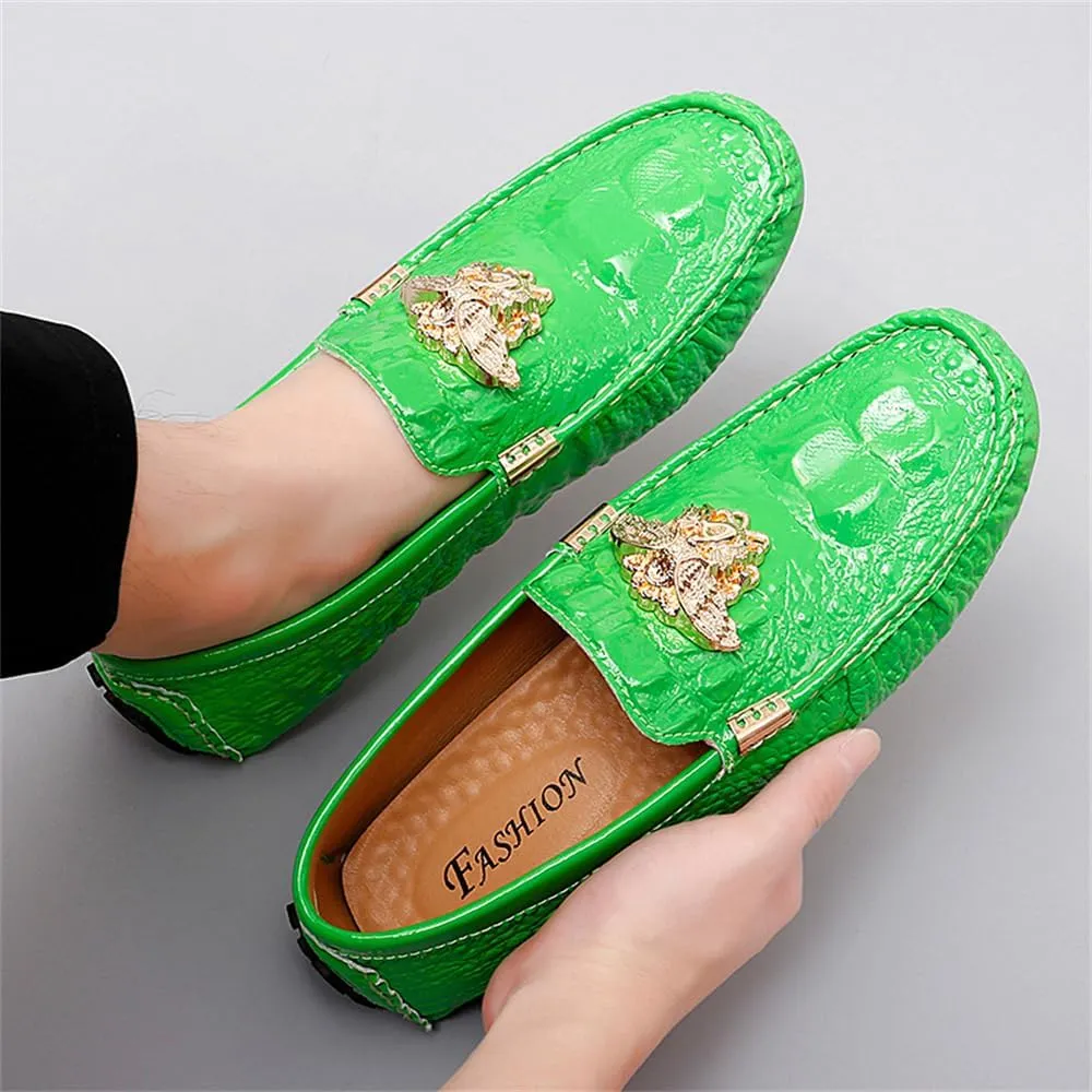 CHUUMEE Fashion Crocodile Pattern Men's Driving Penny Loafers Leather Moccasin Slip-On Casual Dress Boat Shoes