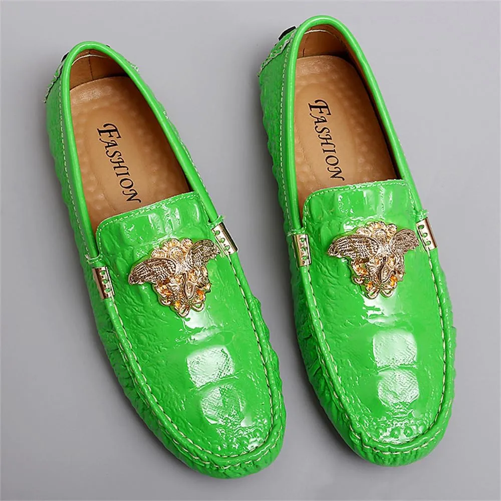 CHUUMEE Fashion Crocodile Pattern Men's Driving Penny Loafers Leather Moccasin Slip-On Casual Dress Boat Shoes