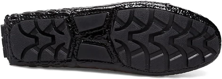 CHUUMEE Fashion Crocodile Pattern Men's Driving Penny Loafers Leather Moccasin Slip-On Casual Dress Boat Shoes