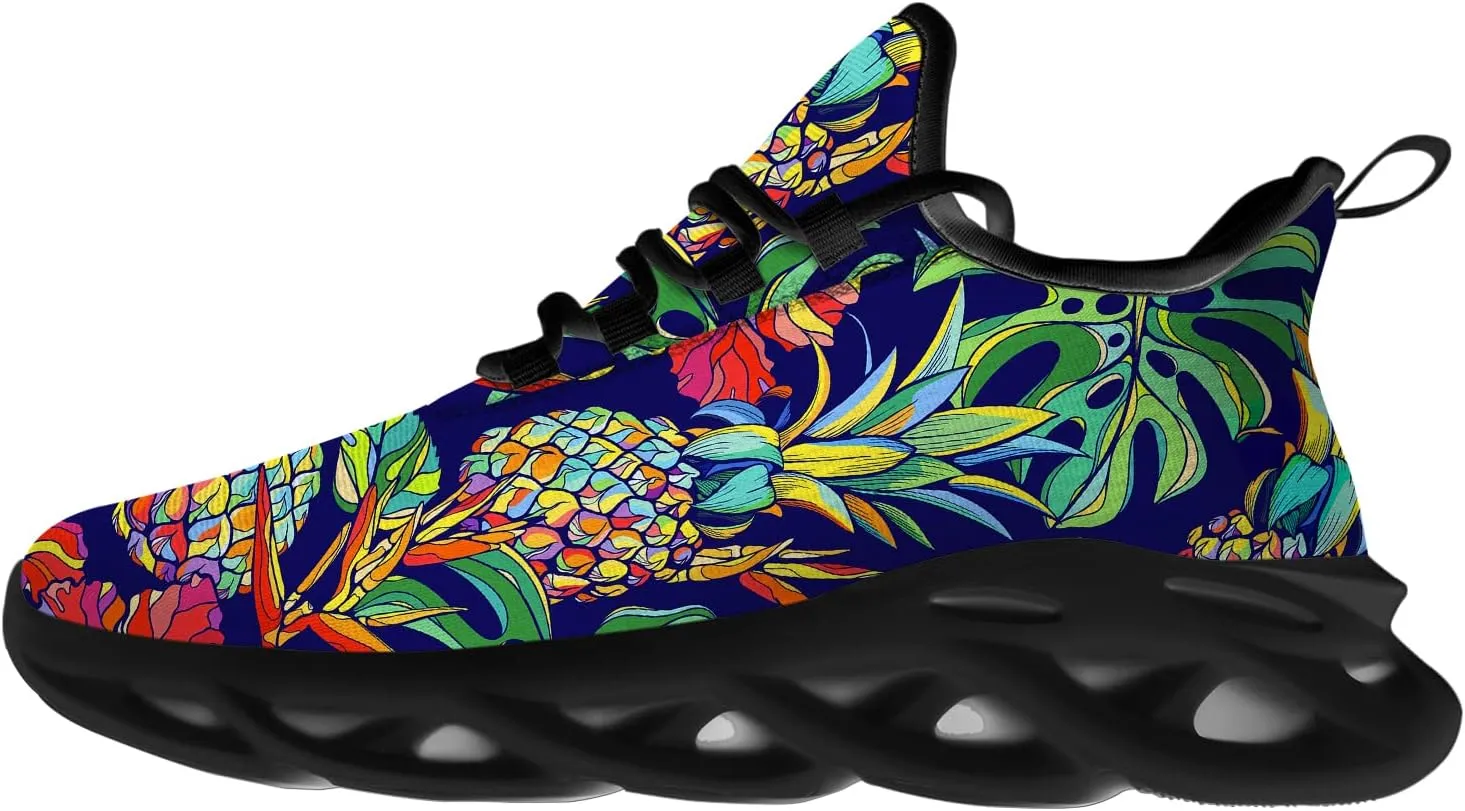 Ciadoon Pineapple Shoes for Women Men Road Running Athletic Walking Tennis Lightweight Sneakers Summer Tropical Shoes Gifts for Him Her
