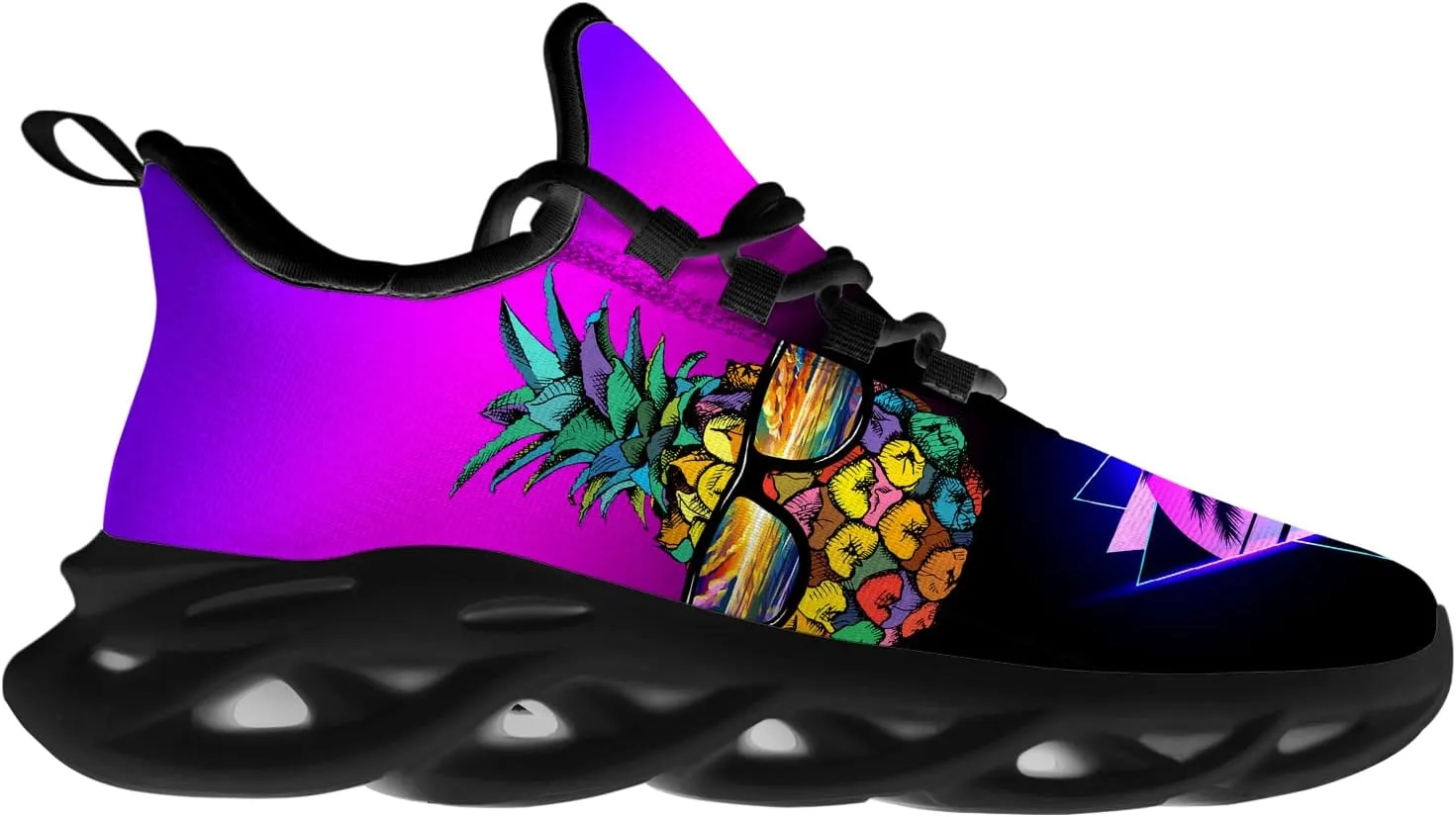 Ciadoon Pineapple Shoes for Women Men Road Running Athletic Walking Tennis Lightweight Sneakers Summer Tropical Shoes Gifts for Him Her