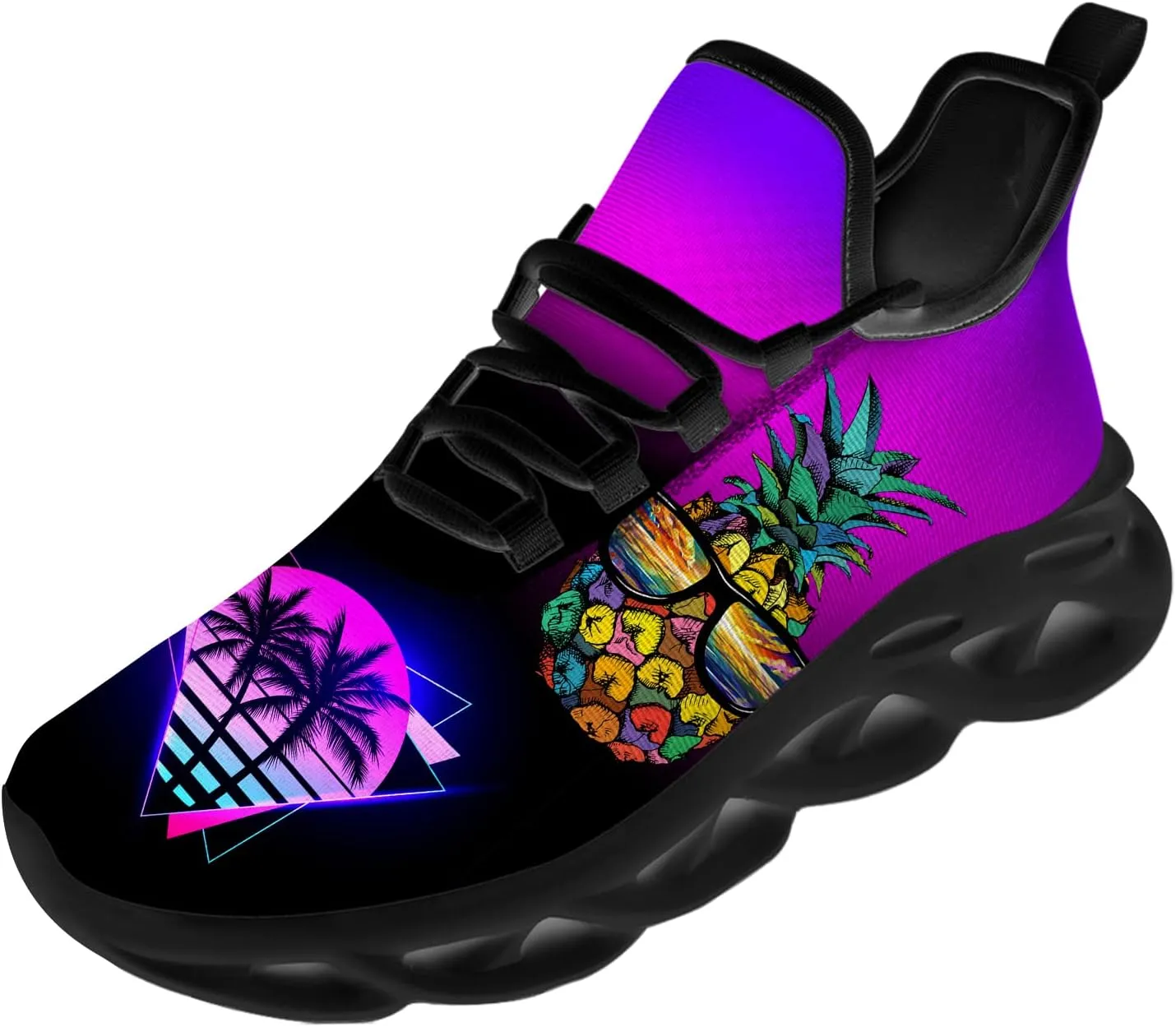 Ciadoon Pineapple Shoes for Women Men Road Running Athletic Walking Tennis Lightweight Sneakers Summer Tropical Shoes Gifts for Him Her