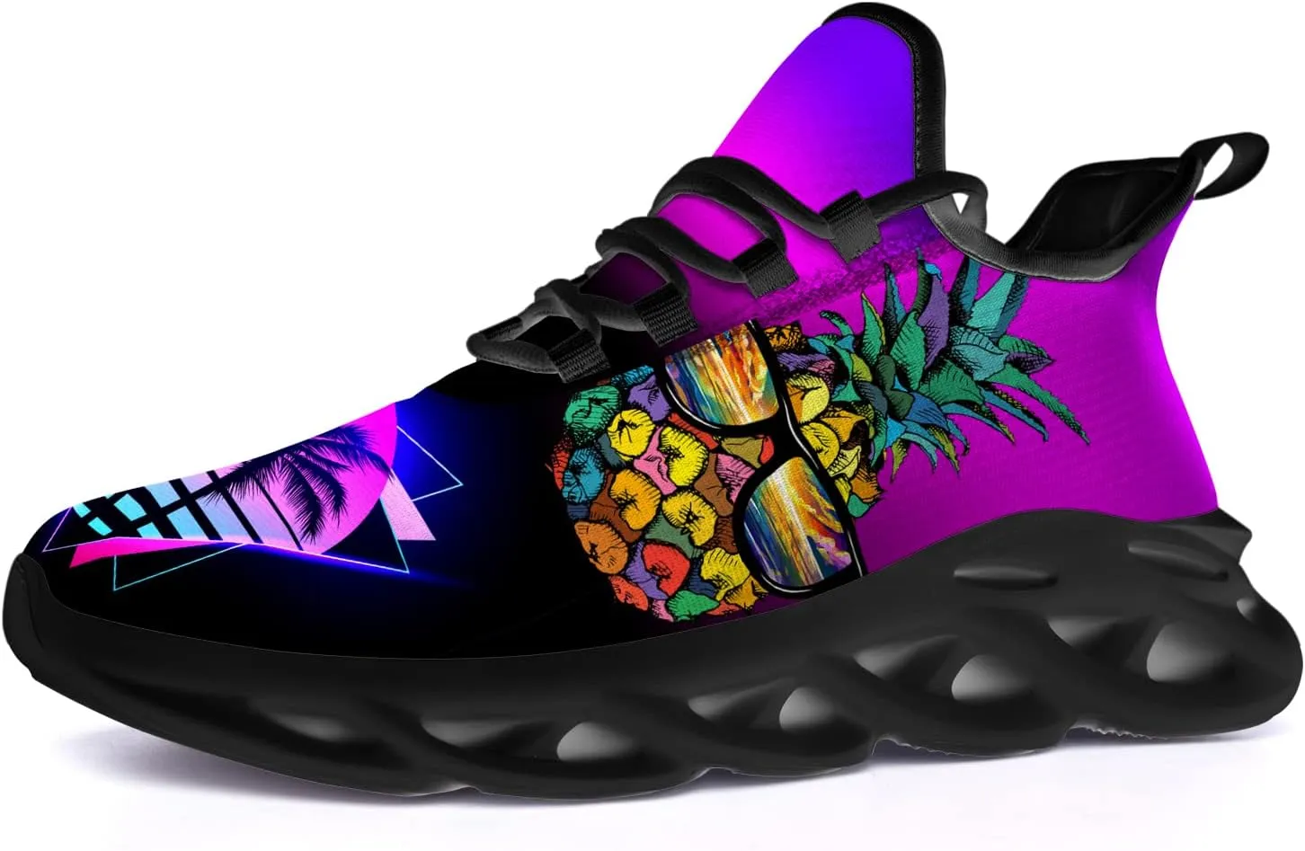 Ciadoon Pineapple Shoes for Women Men Road Running Athletic Walking Tennis Lightweight Sneakers Summer Tropical Shoes Gifts for Him Her