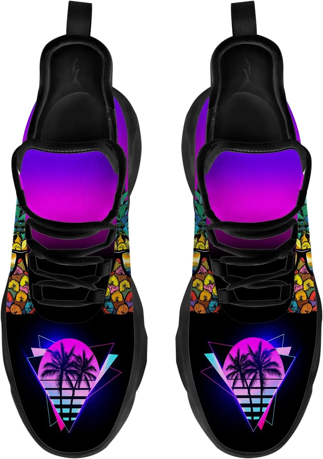 Ciadoon Pineapple Shoes for Women Men Road Running Athletic Walking Tennis Lightweight Sneakers Summer Tropical Shoes Gifts for Him Her