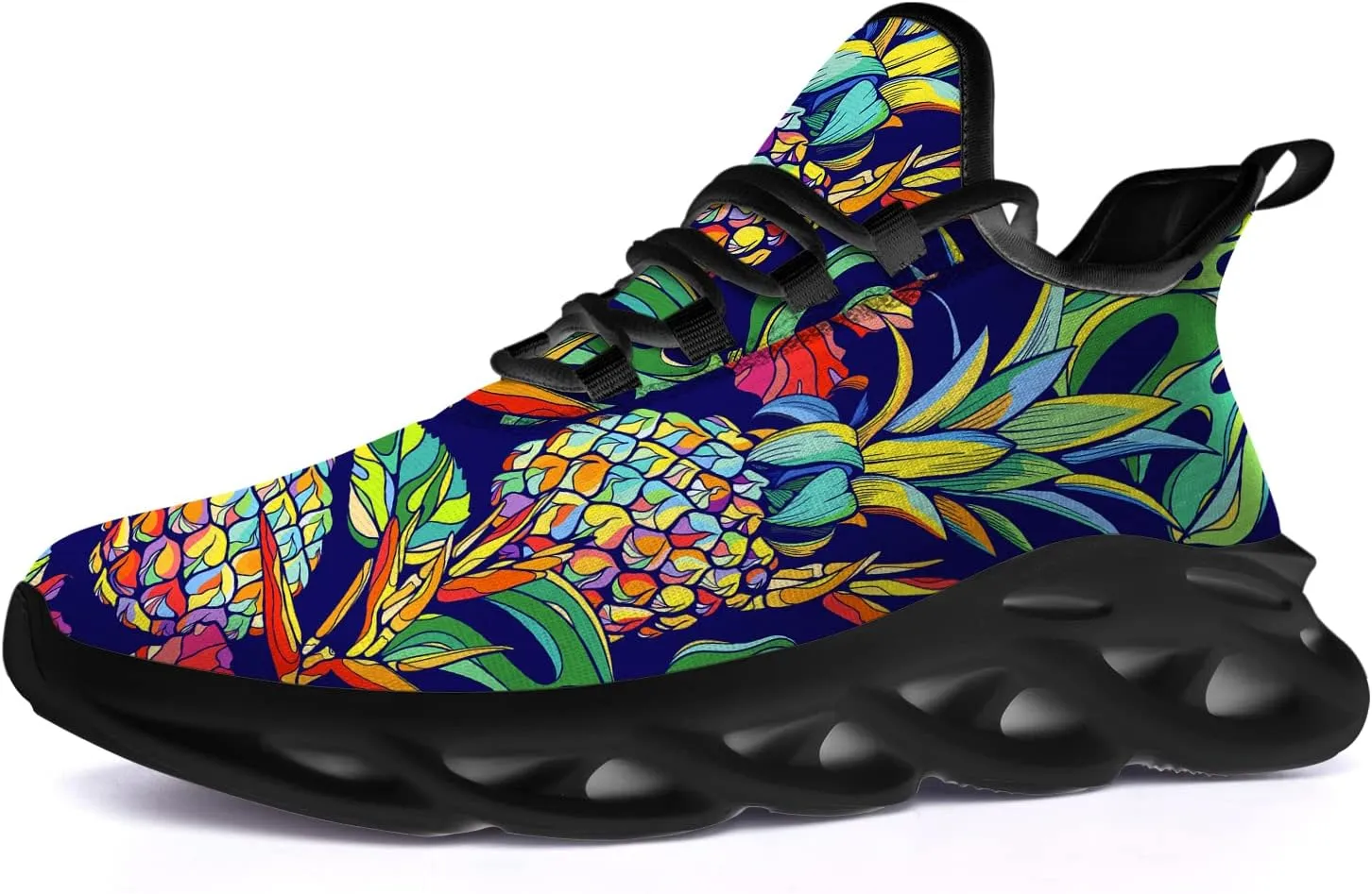 Ciadoon Pineapple Shoes for Women Men Road Running Athletic Walking Tennis Lightweight Sneakers Summer Tropical Shoes Gifts for Him Her