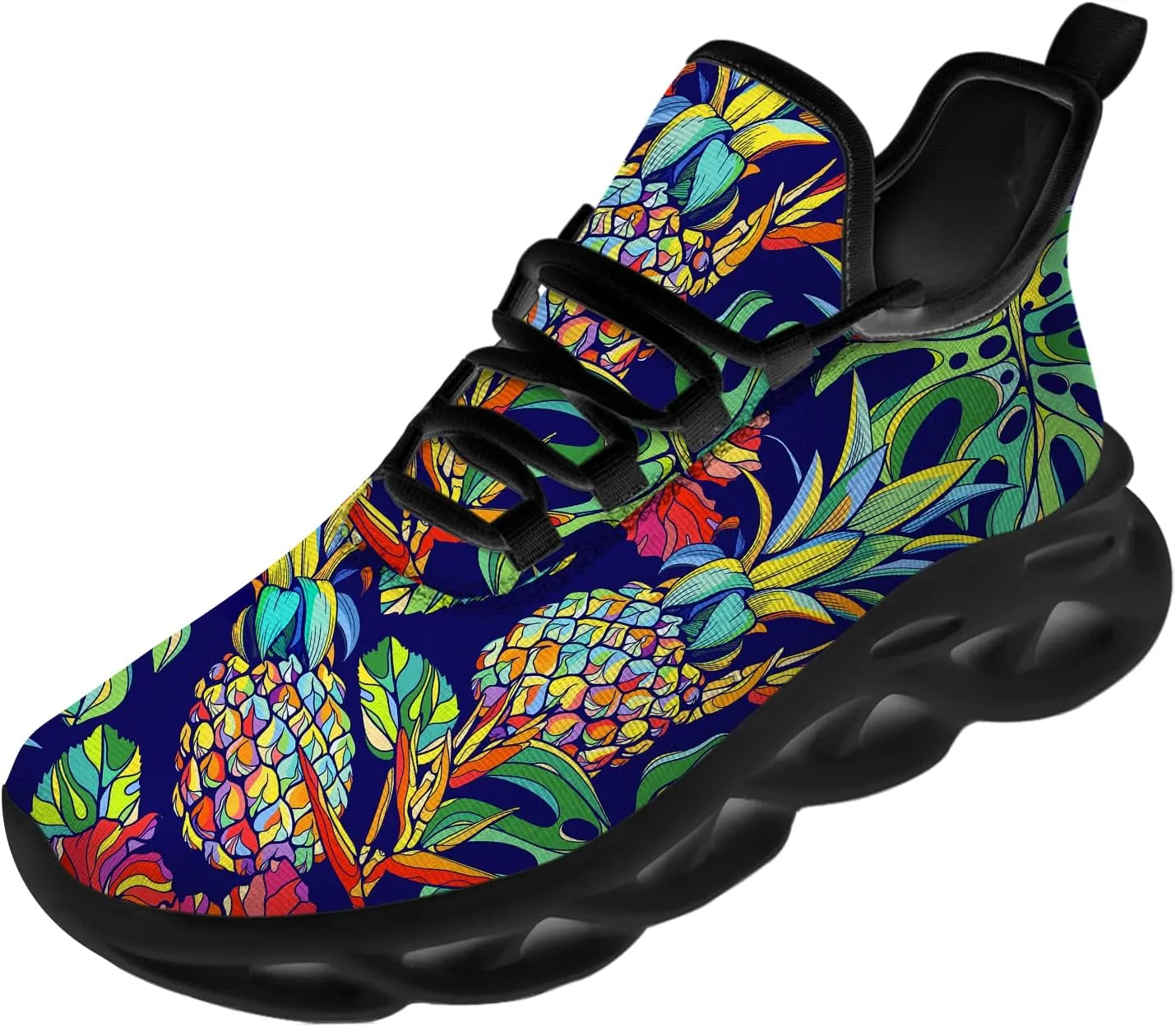 Ciadoon Pineapple Shoes for Women Men Road Running Athletic Walking Tennis Lightweight Sneakers Summer Tropical Shoes Gifts for Him Her