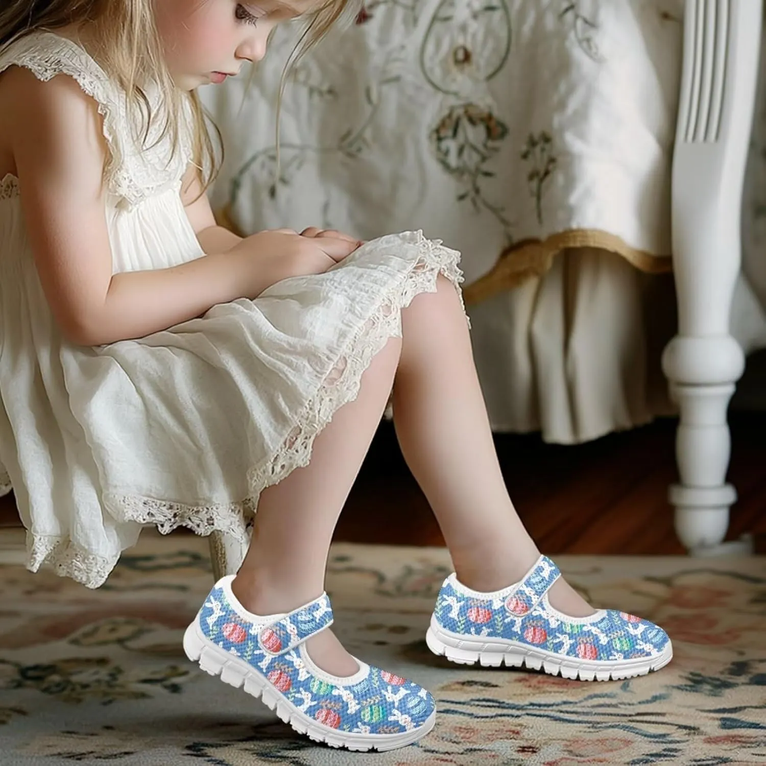 Coloranimal Mary Jane Shoes for Girls Princess Shoes Casual Dance Shoes School Uniform Shoes Easter Theme Mary Jane Flats