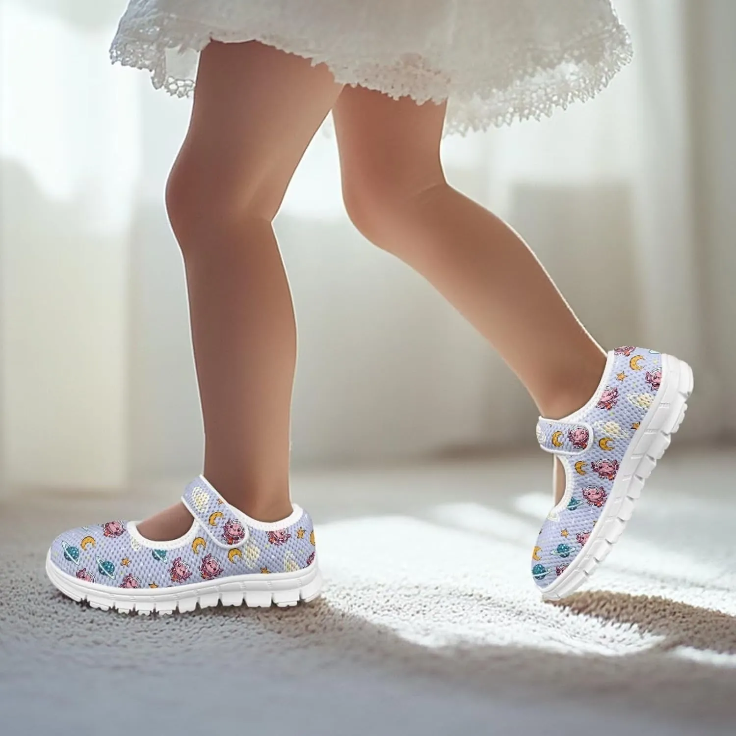 Coloranimal Mary Jane Shoes Girls' Flats Dance Shoes Adjustable Princess Shoes with Hook and Loops School Uniform Shoes for Girls