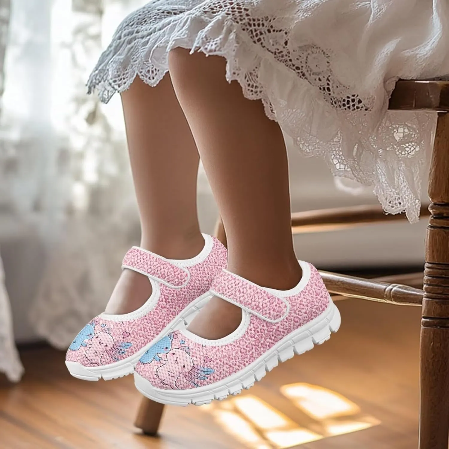 Coloranimal Mary Jane Shoes Girls' Flats Dance Shoes Adjustable Princess Shoes with Hook and Loops School Uniform Shoes for Girls