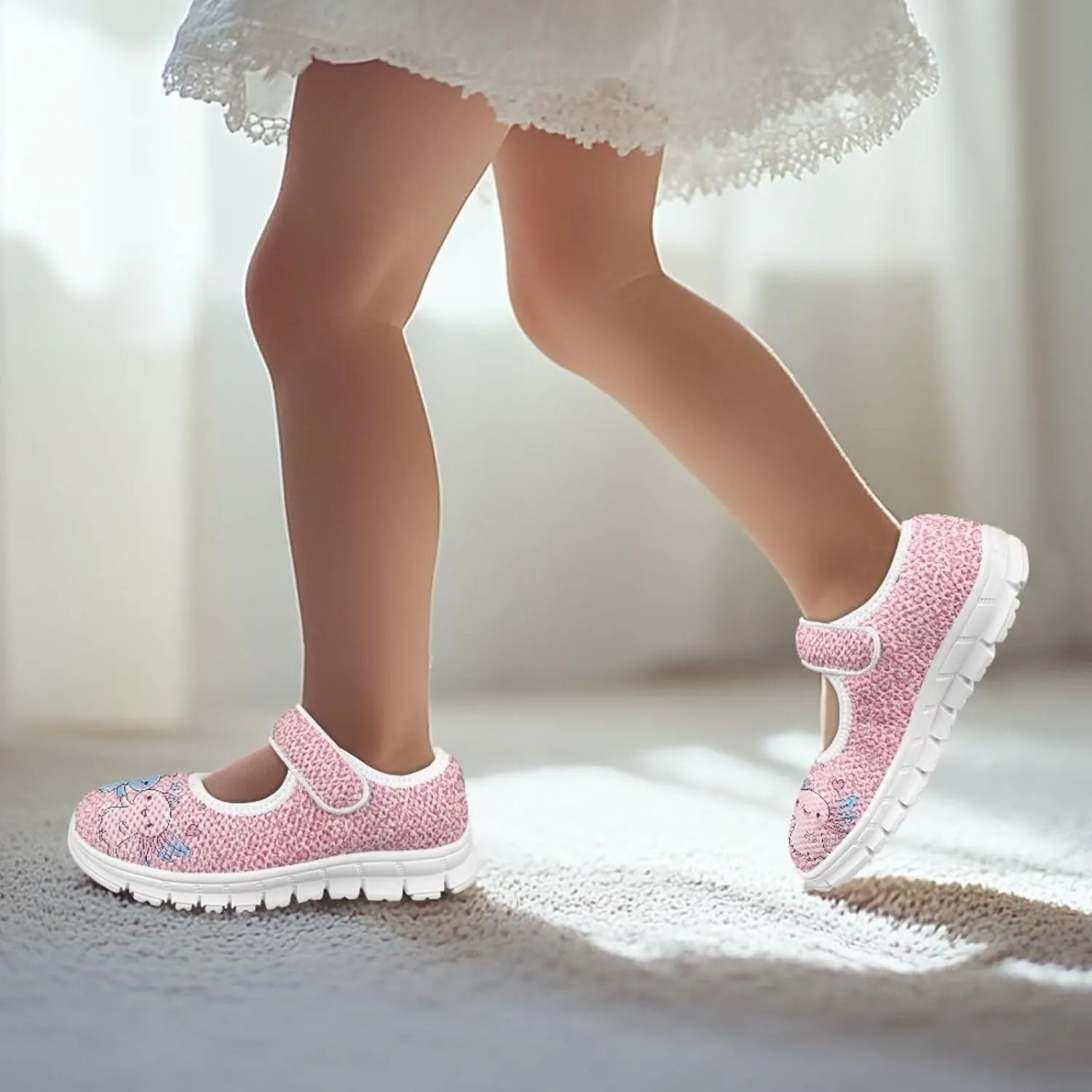 Coloranimal Mary Jane Shoes Girls' Flats Dance Shoes Adjustable Princess Shoes with Hook and Loops School Uniform Shoes for Girls