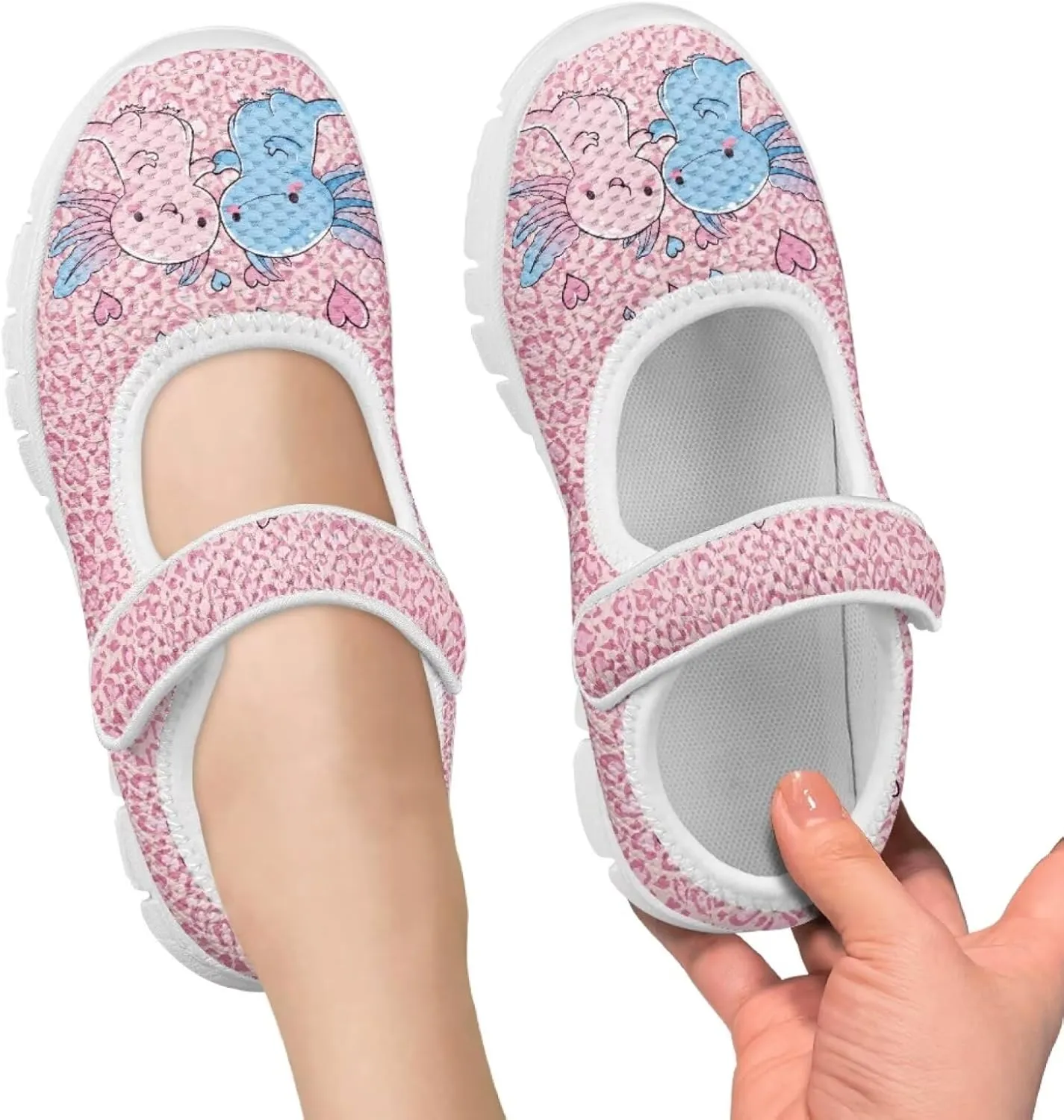 Coloranimal Mary Jane Shoes Girls' Flats Dance Shoes Adjustable Princess Shoes with Hook and Loops School Uniform Shoes for Girls