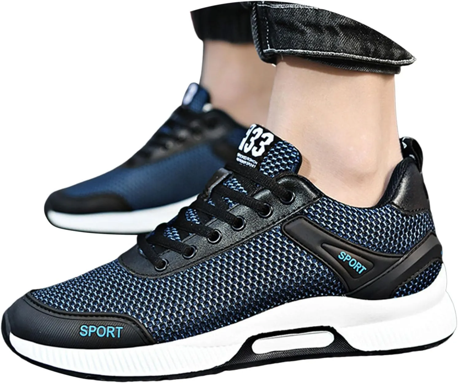 Couple Men's Elevator Shoes Men's Casual Mesh Trainers Lightweight Breathable Lace Up Sports Mens Sneaker Socks Low Cut