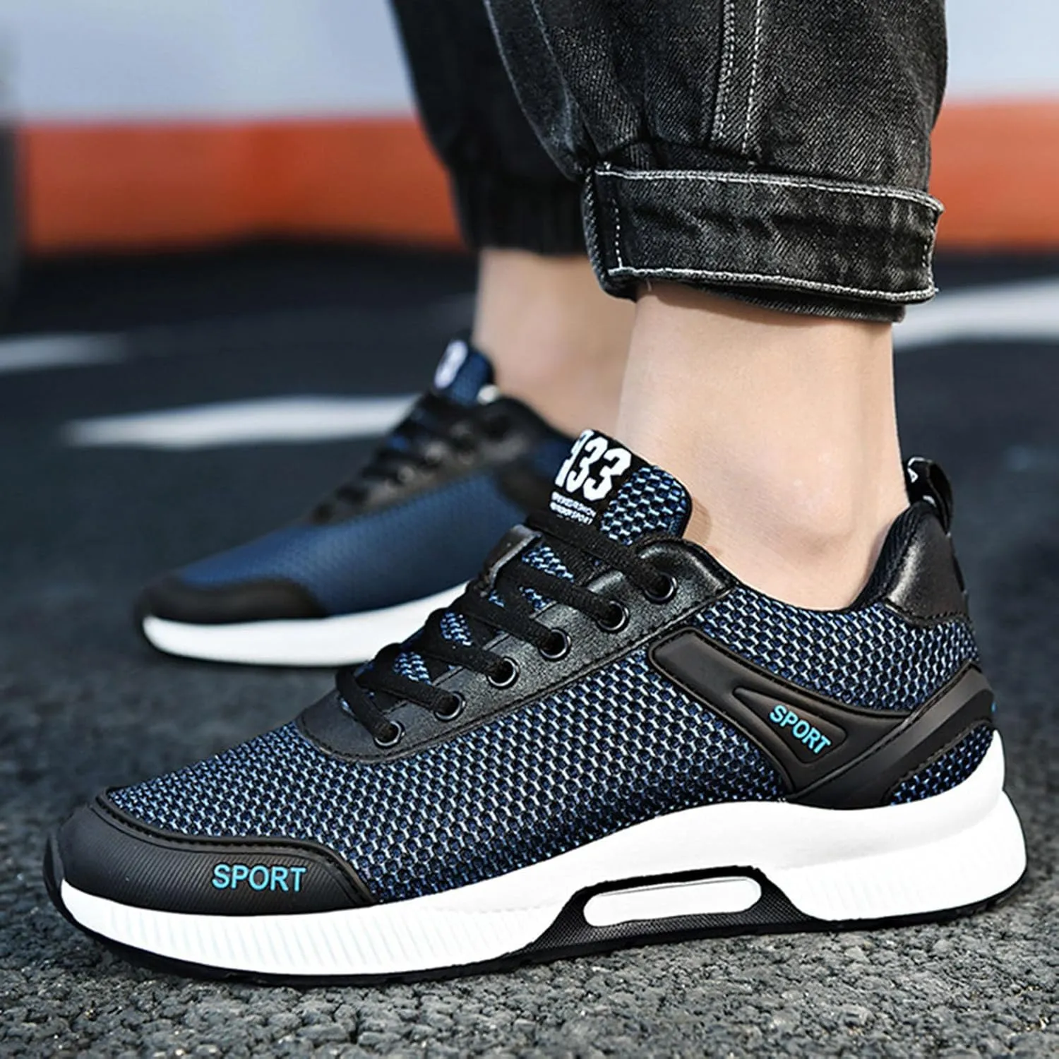 Couple Men's Elevator Shoes Men's Casual Mesh Trainers Lightweight Breathable Lace Up Sports Mens Sneaker Socks Low Cut