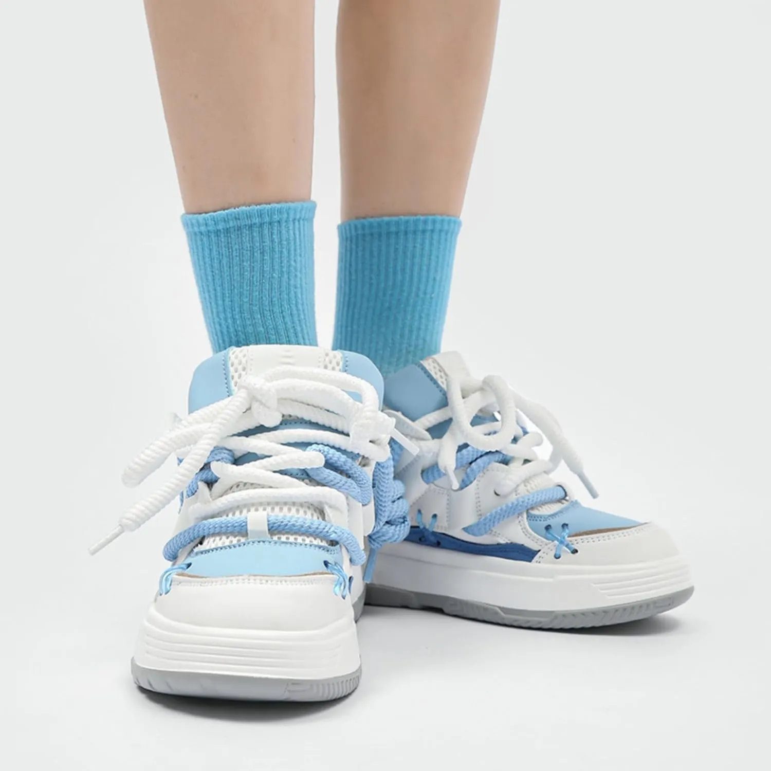 Couple's Faux - Leather Chunky Sneakers, Lightweight and Breathable. Suitable for Walking, Tennis, Running, with Height - Increasing Design. Perfect for Casual and Stylish Looks.
