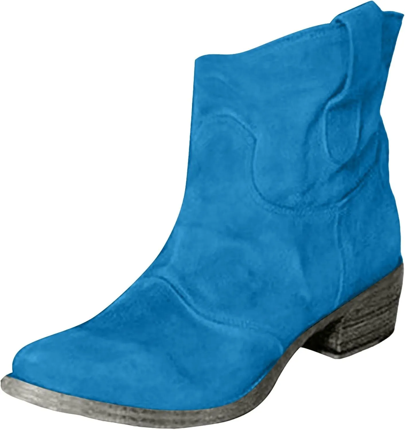Cowboy Boots for Women Cowgirl Low Heel Chunky Stacked Winter Fall Booties Slouchy Western Wide Mid Calf Pointed Toe Shoes