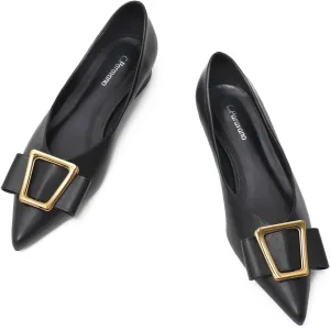 C.Paravano Flats for Women | Womens Flats | Women's Slip On Ballet Flats | Black Flats | Pointed Toe Flats | Comfortable Casual Dressy Shoes(Size 7.5)