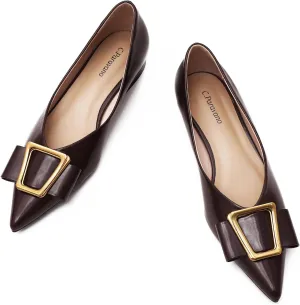 C.Paravano Flats for Women | Womens Flats | Women's Slip On Ballet Flats | Claret Flats | Pointed Toe Flats | Comfortable Casual Dressy Shoes(Size 9)