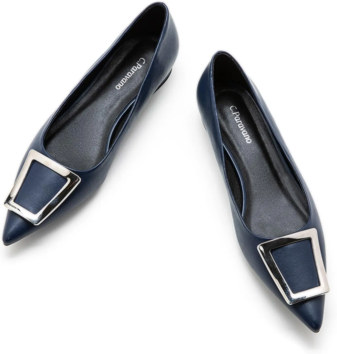 C.Paravano Flats Shoes for Women Pointed Toe Flats Dressy Flats Ballet Flats Shoes Patent Leather Shoes Comfortable Slip On Flat