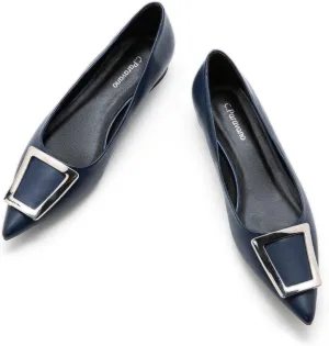 C.Paravano Flats Shoes for Women Pointed Toe Flats Dressy Flats Ballet Flats Shoes Patent Leather Shoes Comfortable Slip On Flat