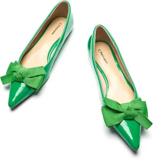 C.Paravano Pointy Bow Flats Women's Flats Comfortable Stylish Slip-On Shoes for Casual and Office