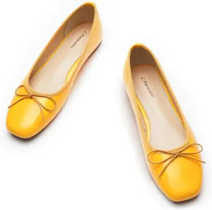 C.Paravano Women's Ballet Flats, Comfortable Slip On Round Toe Flat Shoes, Casual Walking Shoes for Women, Slip-On Bow Dressy Flats for Work Office & Wedding Party
