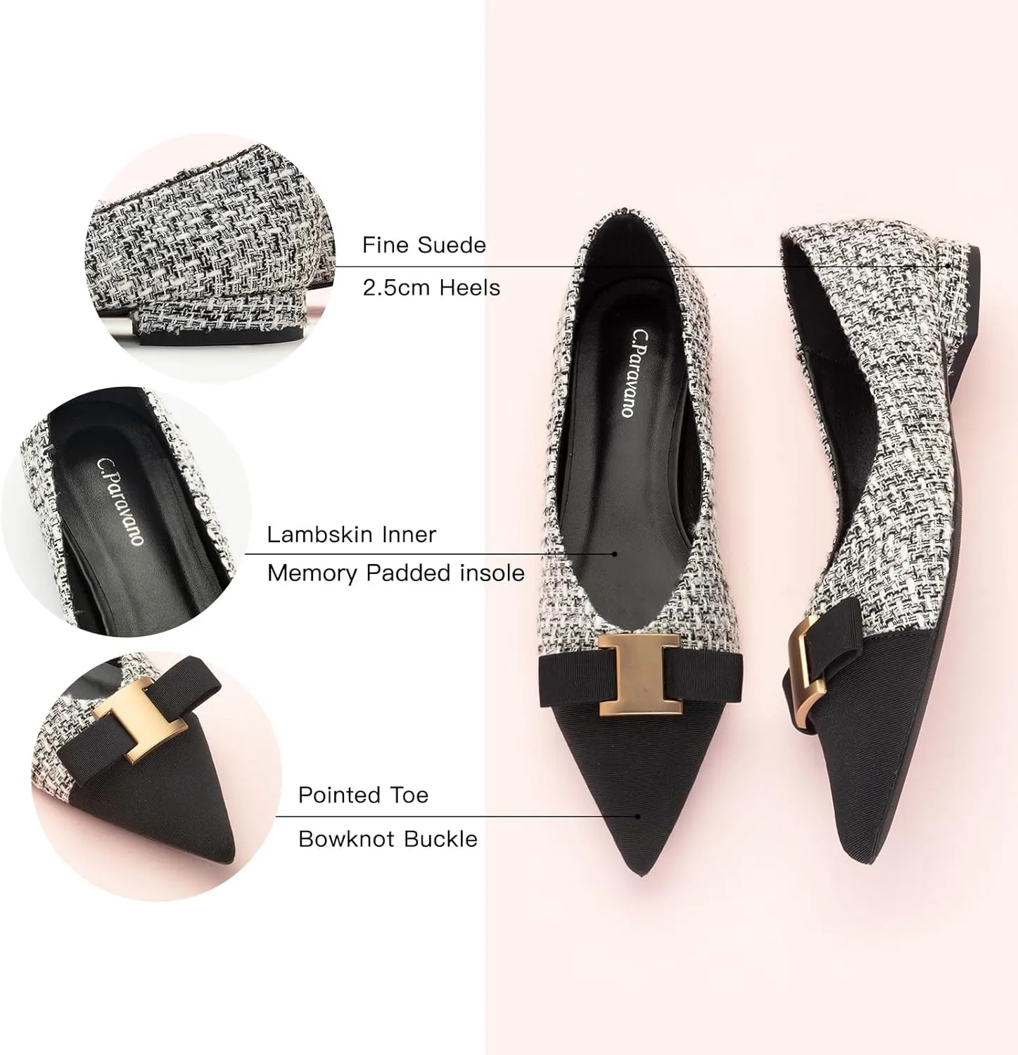 C.Paravano Women’s Flats I Flat for Women Leather I Pointed Toe Flats I Ballet Flats for Women I Slip on Dressy Flats