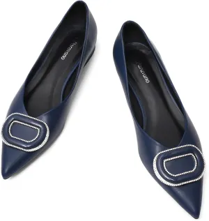 C.Paravano Women's Flats Pointed Toe Flats for Women Designer Ballet Flats Leather Flats Shoes for Women Dressy Casual Work Office Party Shoes