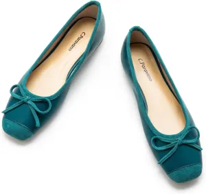 C.Paravano Women's Flats with Bowknot | Casual Slip On Dress Shoes | Comfortable Square Toe Shoes | Women Ballet Flats for Wedding Work Office Business