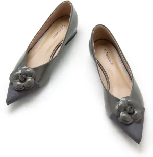 C.Paravano Women's Grey Size 8 Pointed Toe Ballet Flats