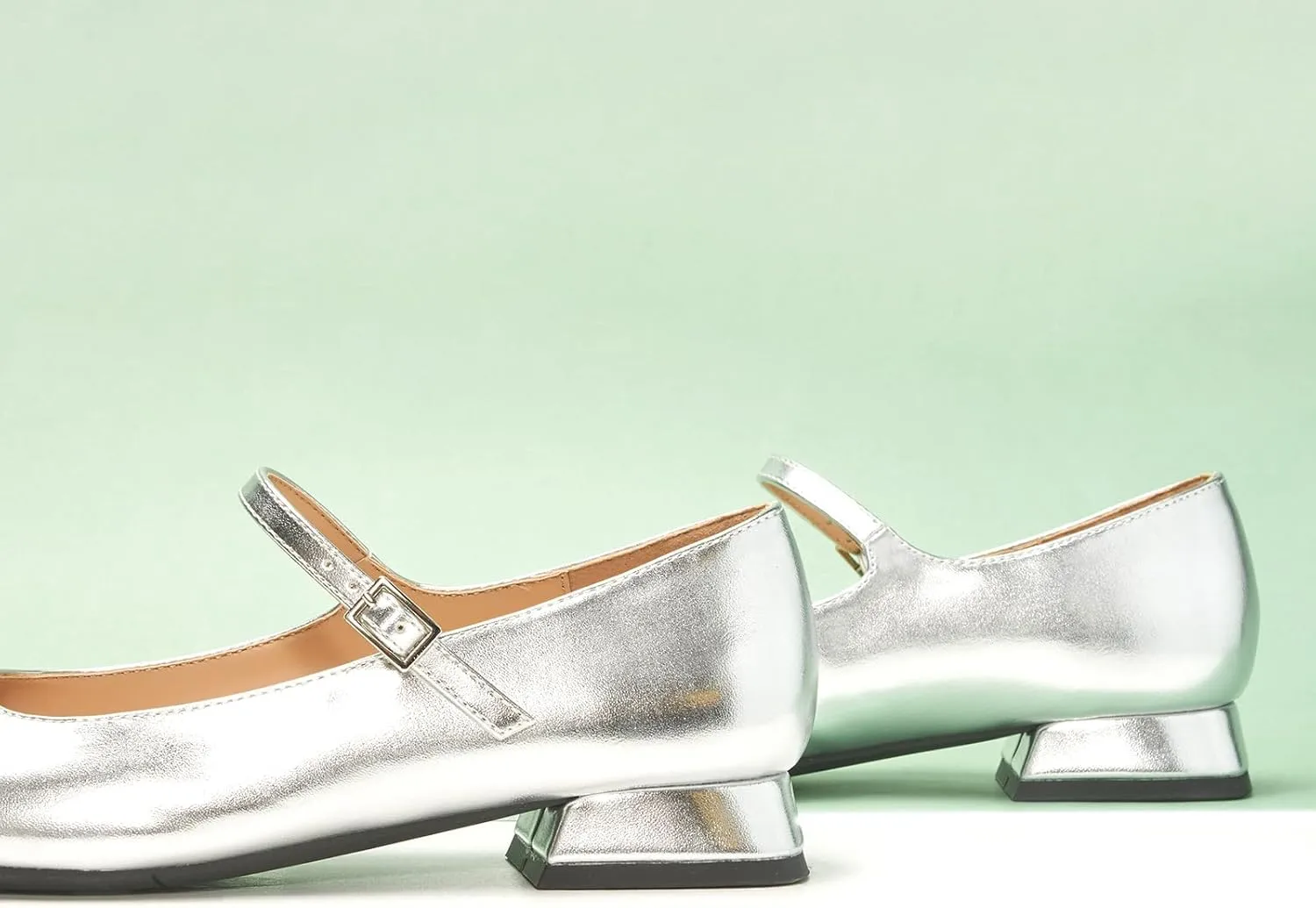 C.Paravano Women's Mary Jane Flats Adjustable Strap & Square Toe | Memory Foam Comfort | Perfect for Office, Weddings, Travel