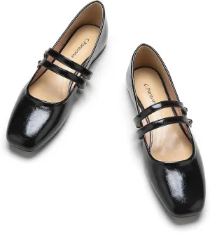 C.Paravano Women's Mary Jane Flats | Closed Toe Mary Jane Shoes for Women | Slip On Mary Janes Ballet Flats | Dress Strap Shoes for Casual Work Office & Wedding Business