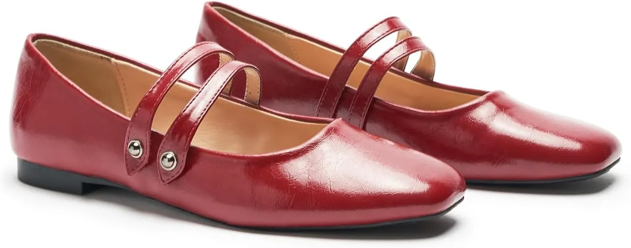 C.Paravano Women's Mary Jane Flats | Closed Toe Mary Jane Shoes for Women | Slip On Mary Janes Ballet Flats | Dress Strap Shoes for Casual Work Office & Wedding Business