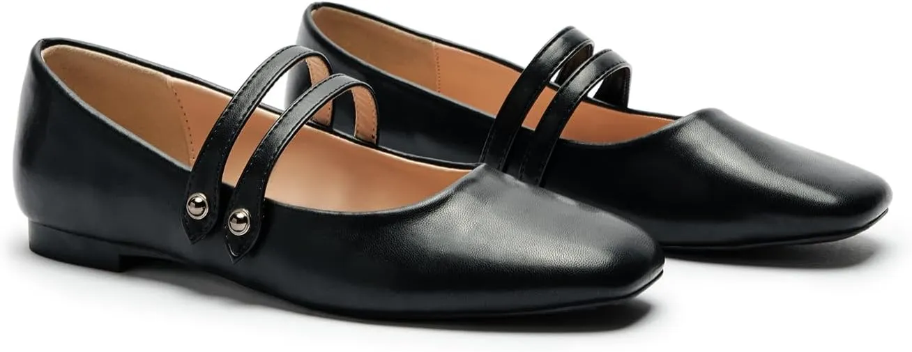 C.Paravano Women's Mary Jane Flats | Closed Toe Mary Jane Shoes for Women | Slip On Mary Janes Ballet Flats | Dress Strap Shoes for Casual Work Office & Wedding Business
