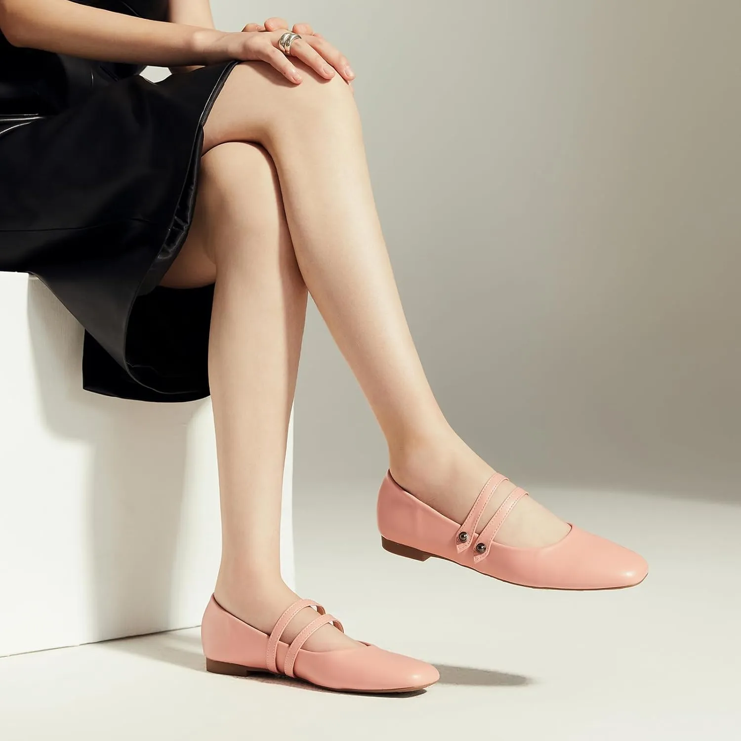 C.Paravano Women's Mary Jane Flats | Closed Toe Mary Jane Shoes for Women | Slip On Mary Janes Ballet Flats | Dress Strap Shoes for Casual Work Office & Wedding Business