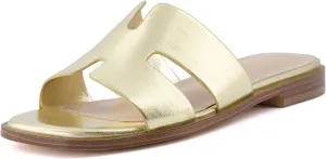 CUSHIONAIRE Voyage Cutout Strap Slides for Women, Slip On Summer Flats, Trendy Footwear, Comfortable Vacation Style Sandals for Women 2025