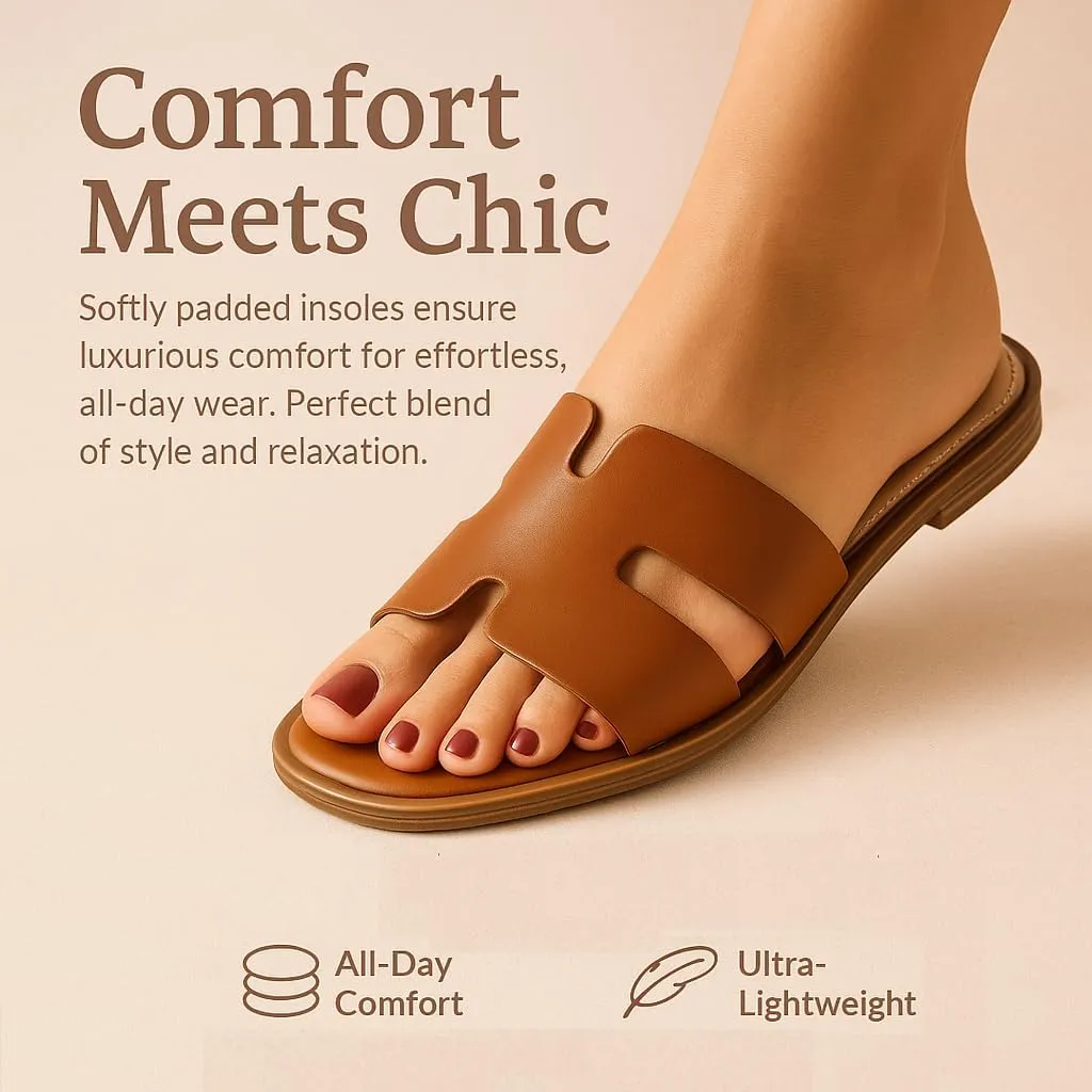 CUSHIONAIRE Voyage Cutout Strap Slides for Women, Slip On Summer Flats, Trendy Footwear, Comfortable Vacation Style Sandals for Women 2025