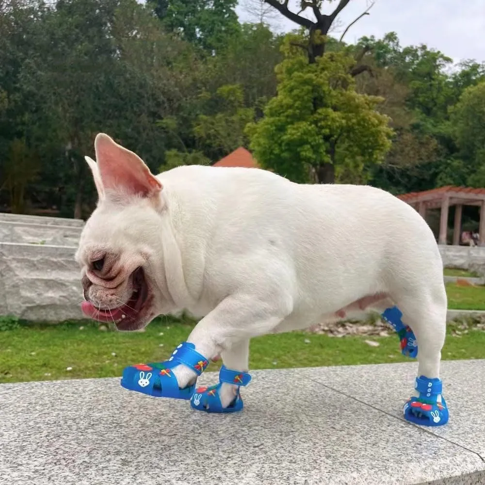 Cute Summer Dog Shoes Sweet Cherry Puppy Sandals Pet Jelly Shoes Flats, Dog Booties Paw Protector for Summer Hot Pavement (Candy Blue, #5: 2.56''x1.89''(Length*Width))