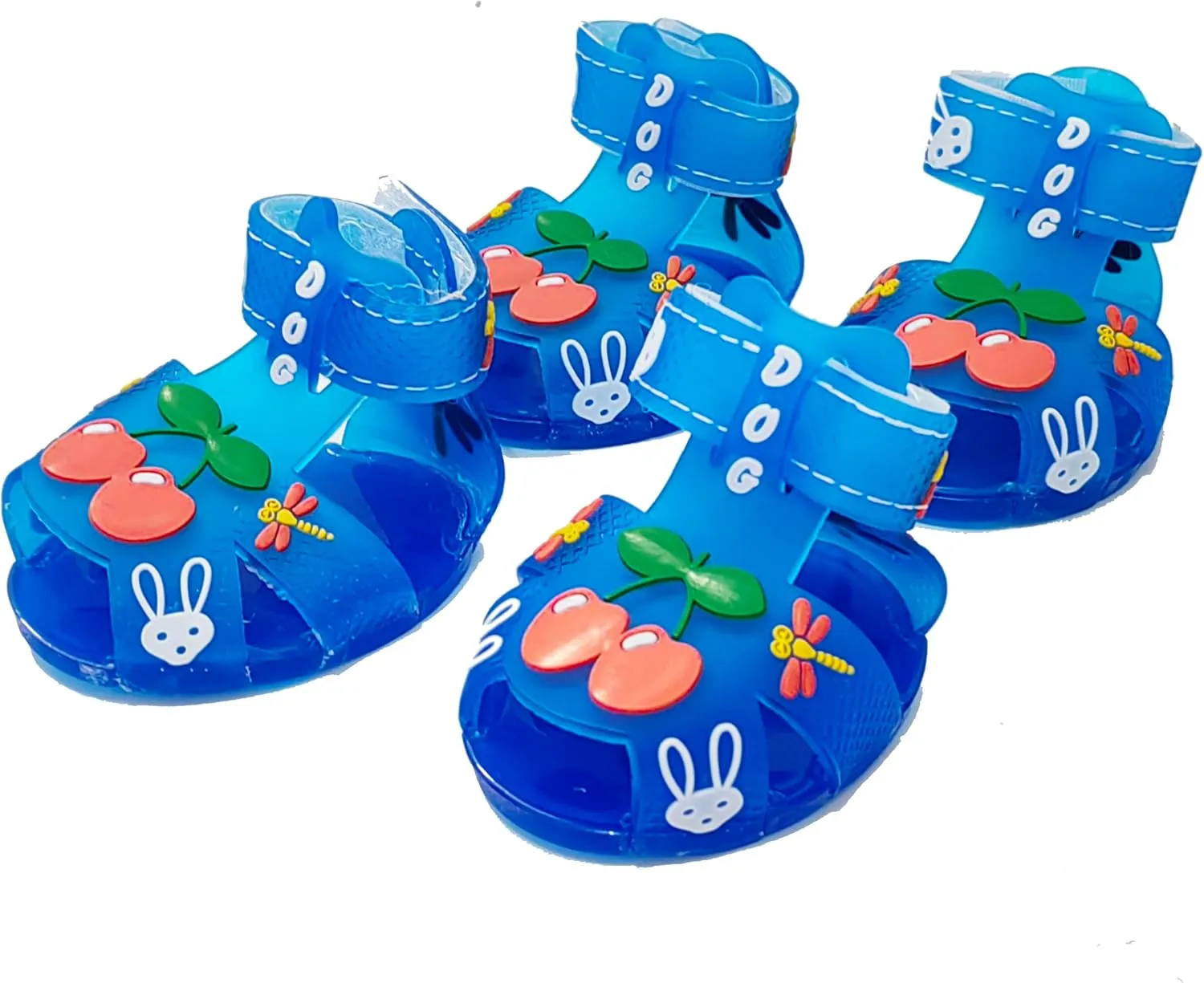 Cute Summer Dog Shoes Sweet Cherry Puppy Sandals Pet Jelly Shoes Flats, Dog Booties Paw Protector for Summer Hot Pavement (Candy Blue, #5: 2.56''x1.89''(Length*Width))
